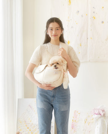 I AM SEORU Classic Shell Pet Bag (Check Beige)