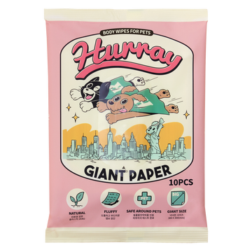 HURRAY Giant Paper Pet Wet Wipes （10 PCS）