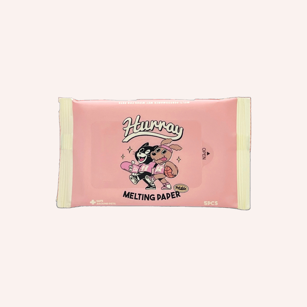 HURRAY Melting Paper Portable Pet Wet Wipes (Trial Pack / 5 PCS)