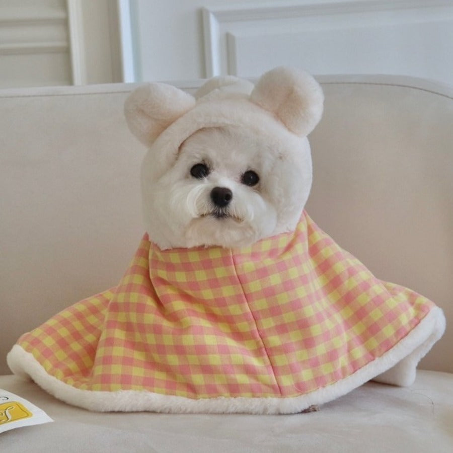 HI-YEBOO Bear Hood Blanket Cape (Yellow Pink)