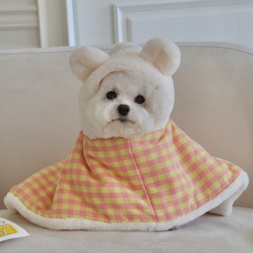 HI-YEBOO Bear Hood Blanket Cape (Yellow Pink)